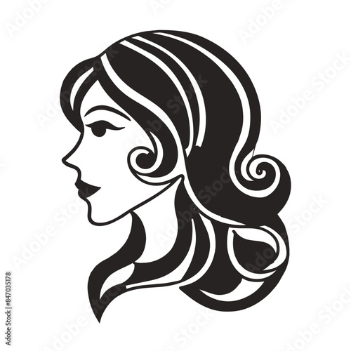 A close-up shot of a paper quilled artwork depicting a womans profile in black and white. Generative AI