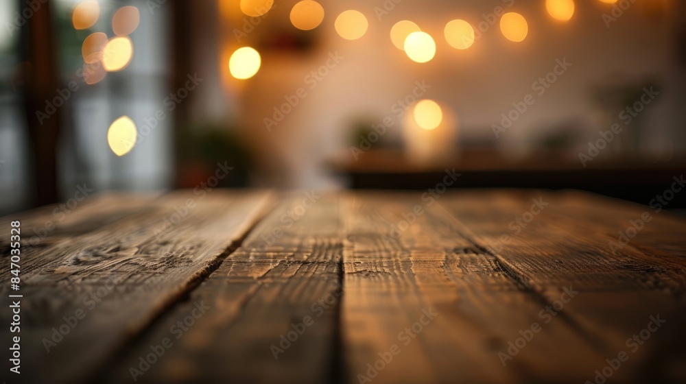 Wooden Table Closeup with Blurred Background Wooden Table Closeup with Blurred Background