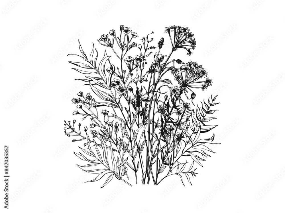 Flowers, Wildflowers Eps Files, Flowers Garden, Hand-draw Flowers