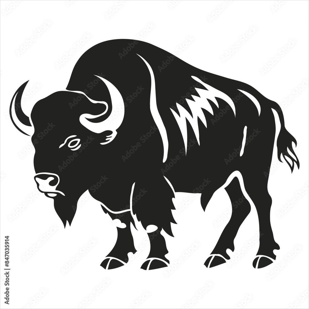 Fototapeta premium Silhouette bison logo design concept illustration