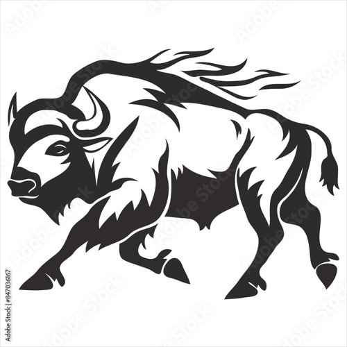 Silhouette bison logo design concept illustration
