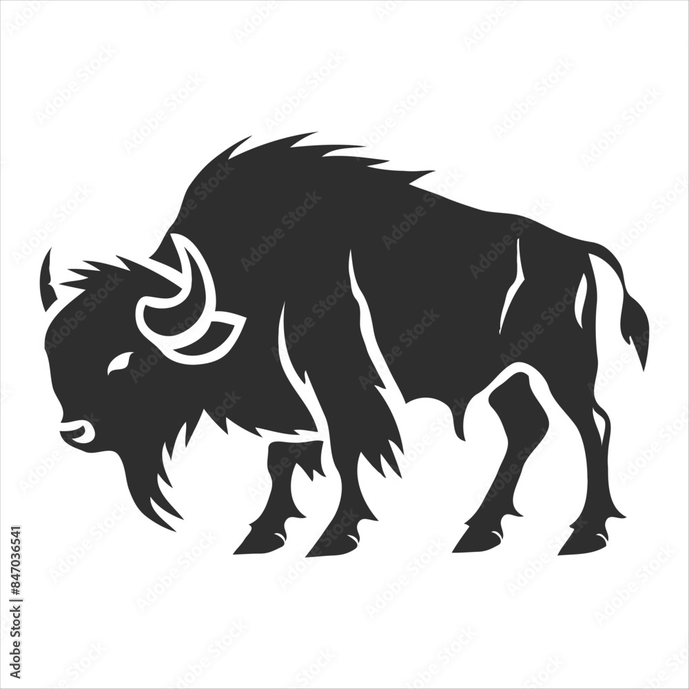 Silhouette bison logo design concept illustration Silhouette bison logo design concept illustration