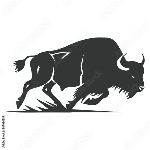 Silhouette bison logo design concept illustration