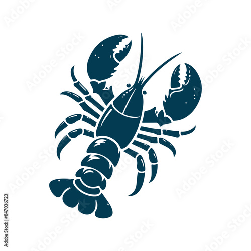 Lobster, fish silhouette Clip art isolated vector illustration on white background