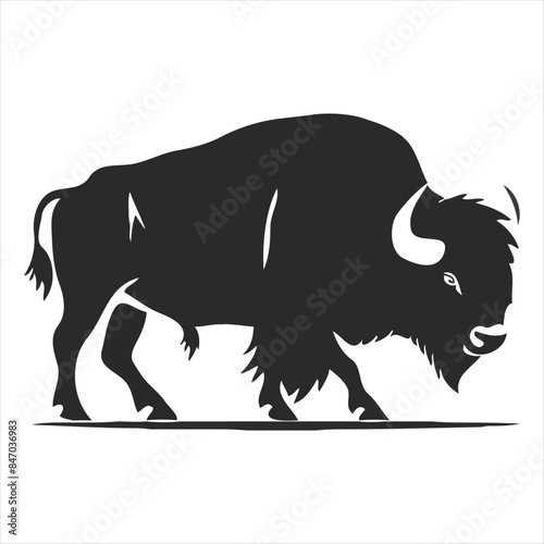 Silhouette bison logo design concept illustration