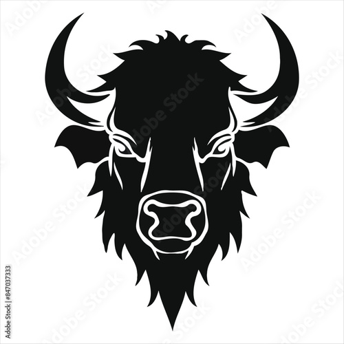 Silhouette bison logo design concept illustration