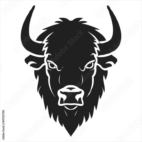 Silhouette bison logo design concept illustration