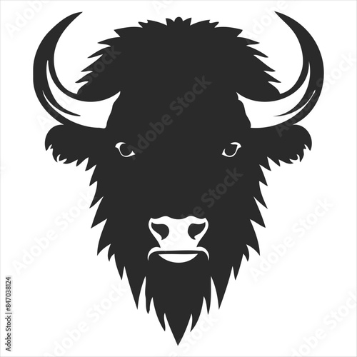 Silhouette bison logo design concept illustration
