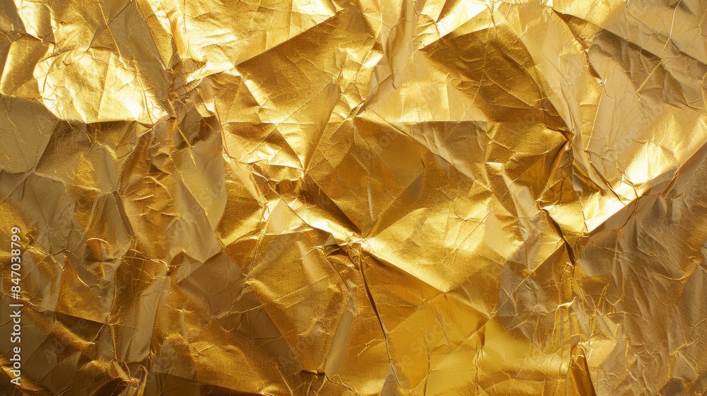 Shiny yellow leaf gold foil arranged in a geometric pattern, showcasing its versatility and adaptability for design purposes.