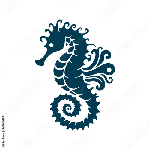Seahorse silhouette Clip art isolated vector illustration on a white background