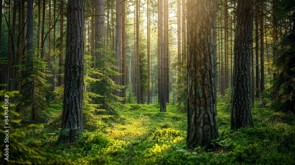 healthy green trees in an old pine forest healthy green trees in an old pine forest