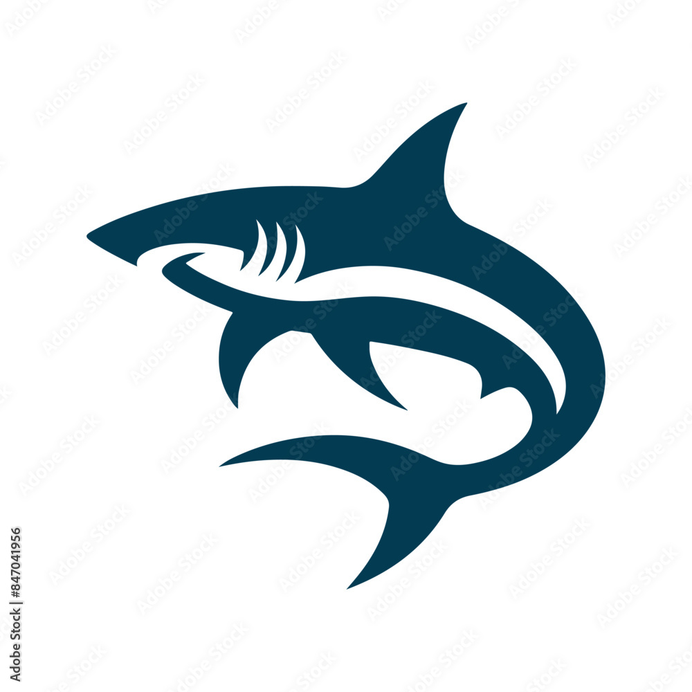 Fototapeta premium Shark Silhouette Clip art isolated vector illustration on a white background