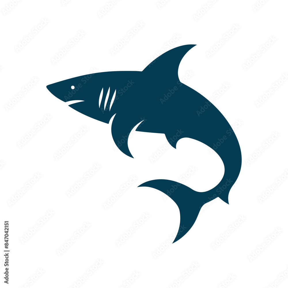 Fototapeta premium Shark Silhouette Clip art isolated vector illustration on a white background