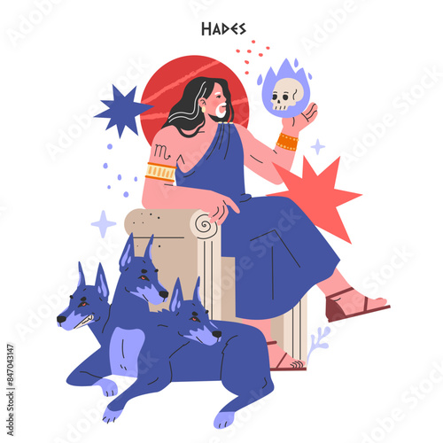 Ancient Greek Gods. Flat Vector Illustration