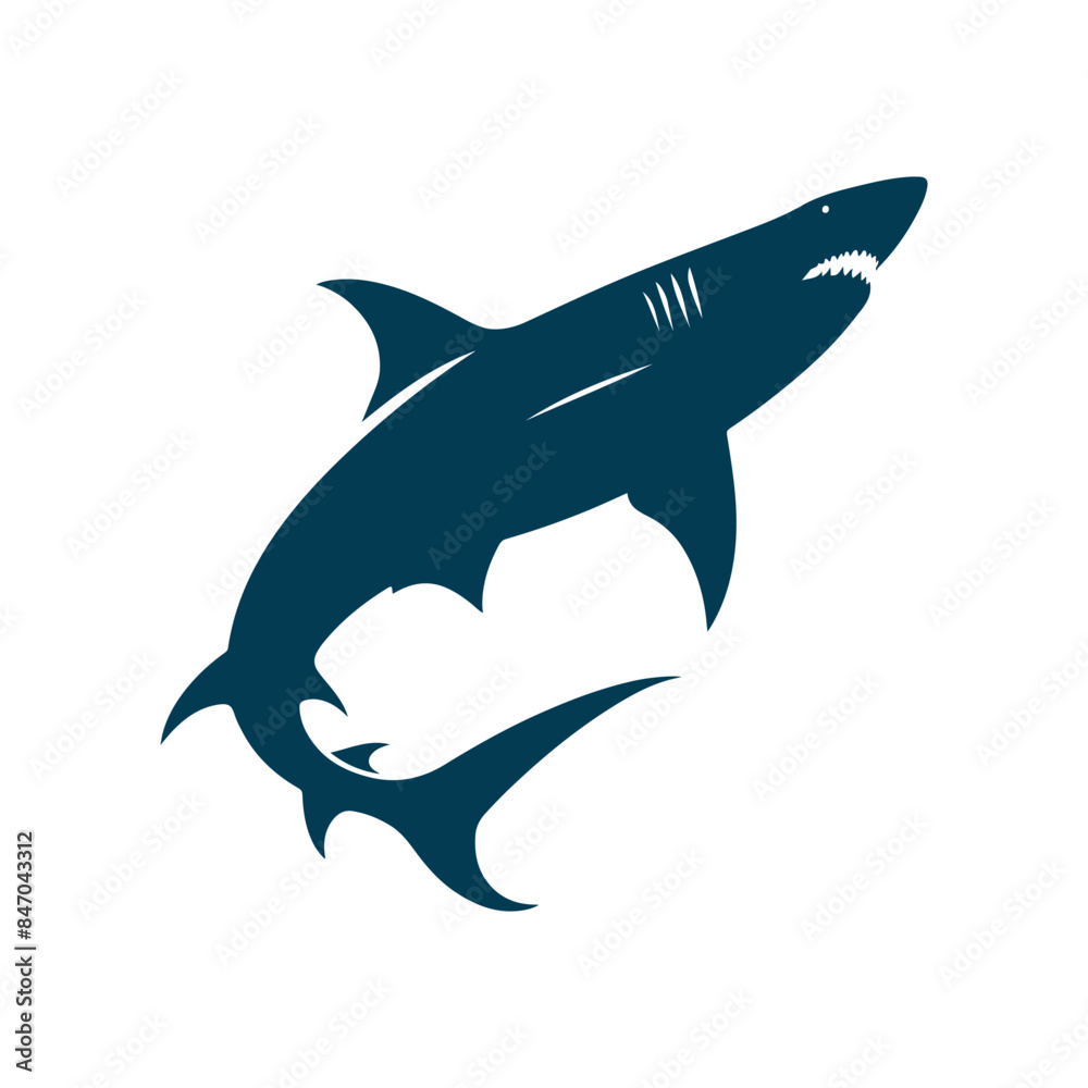 Obraz premium Shark Silhouette Clip art isolated vector illustration on a white background