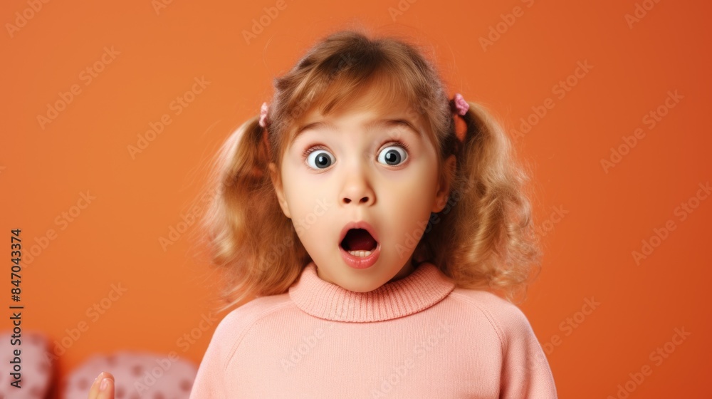 A young girl displaying surprise and curiosity on her face A young girl displaying surprise and curiosity on her face