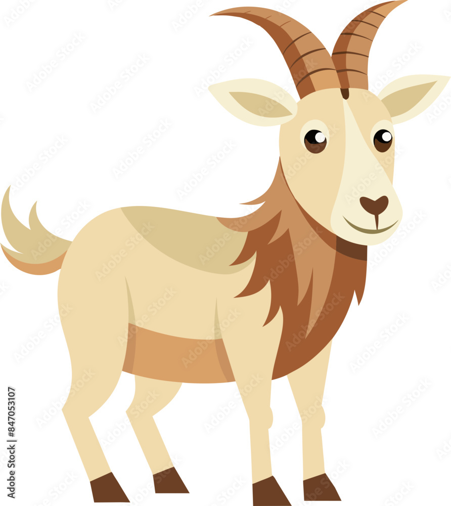 Fototapeta premium Charming Cartoon Goat Icon Vector for Creative Designs - Great for Apps and Digital Graphics Clip art Animal Icons Transparent Background Svg Png Isolated