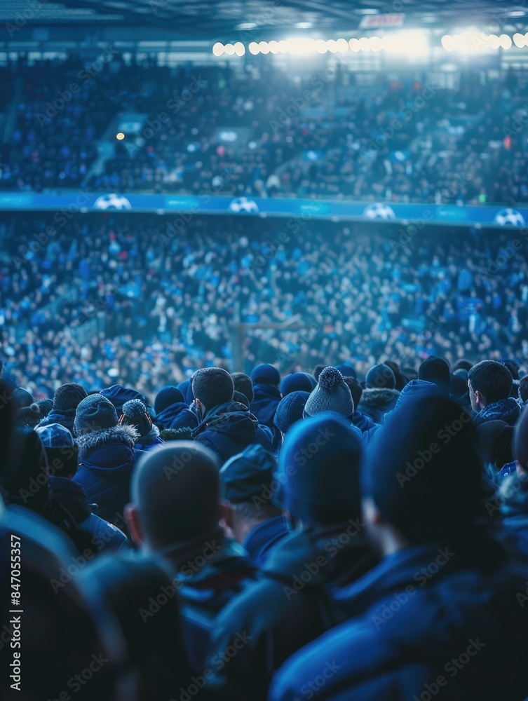 Obraz premium A large group of people gathered together in an indoor or outdoor sports stadium