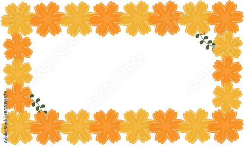 Cornice rettangolare con grandi fiori gialli e arancio