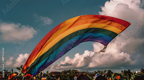 Rainbow flag in the sky