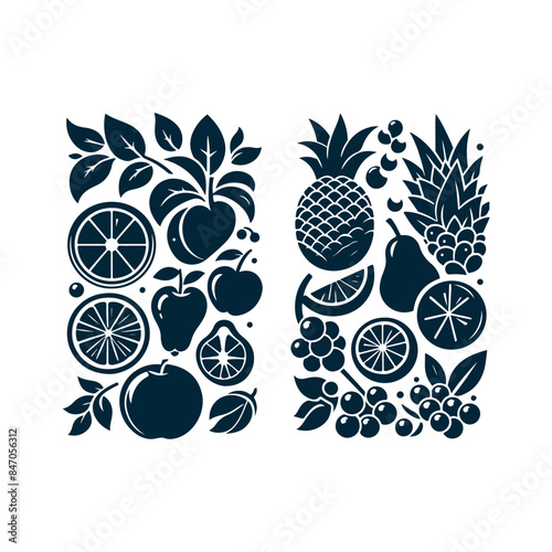 Fruit silhouette Clip art isolated vector illustration on a white background