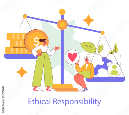 Social Responsibility. Flat Vector Illustration