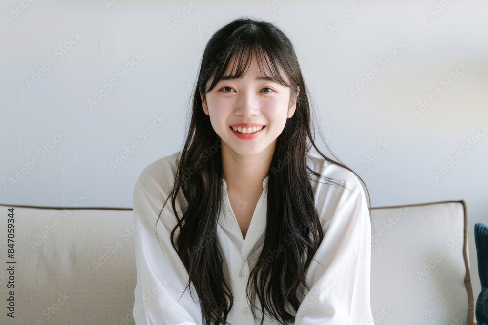 A person sitting comfortably on a sofa with a pillow for support A person sitting comfortably on a sofa with a pillow for support