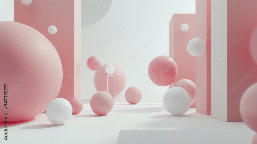 3D abstract geometric shapes floating in a white space 3D abstract geometric shapes floating in a white space