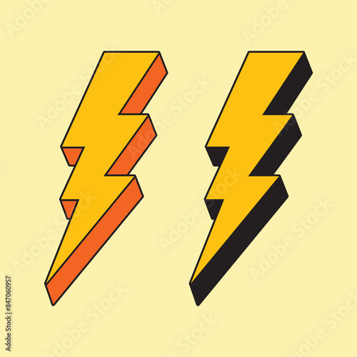 Retro thunder set design, illustration of thunder 2d set vector