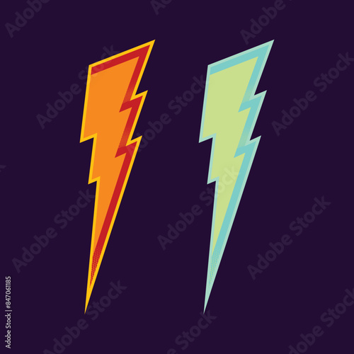 Retro thunder set design, illustration of thunder 2d set vector