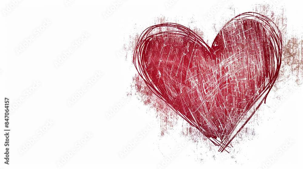 wide horizontal valentine day background image of maroon color abstract heart shape line drawing sketch drawn on a white background with empty space for texts wide horizontal valentine day background image of maroon color abstract heart shape line drawing sketch drawn on a white background with empty space for texts