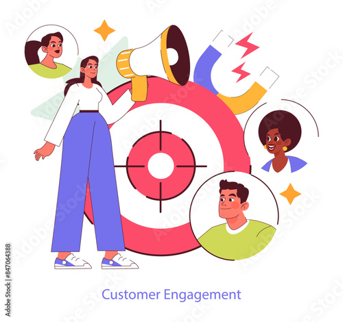 Customer Engagement. Flat Vector Illustration