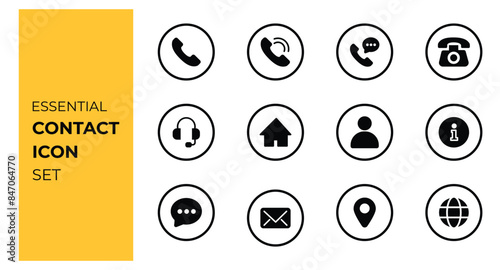 Universal contact icons set. Flat vector illustration