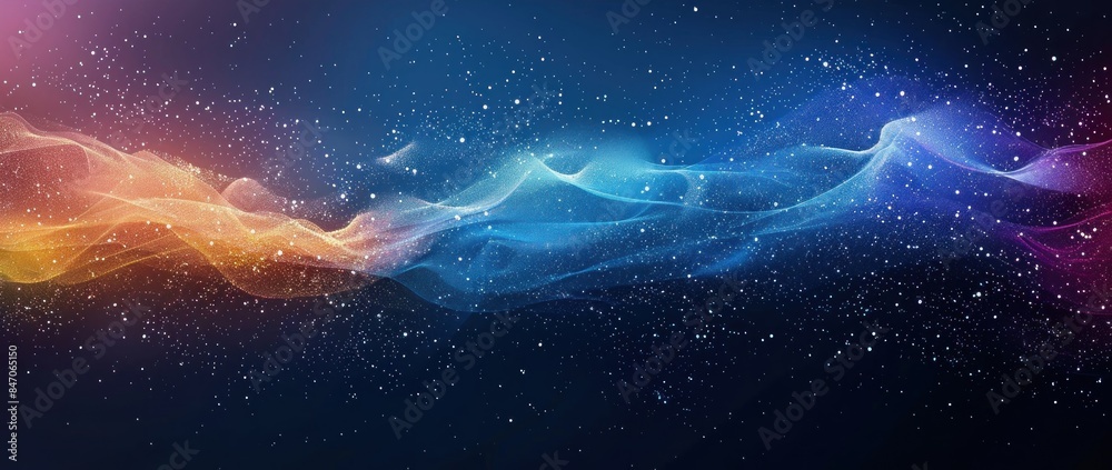 Fototapeta premium Abstract Wavy Background with Starry Sky