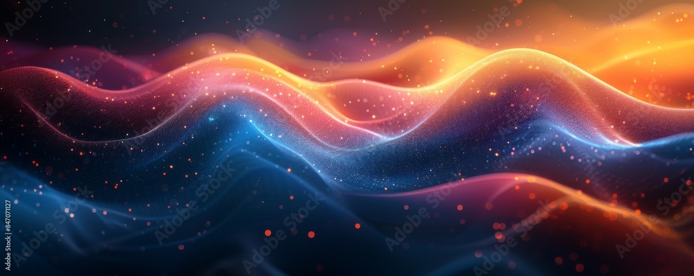 Abstract waves of blue and orange lights creating a mesmerizing pattern Abstract waves of blue and orange lights creating a mesmerizing pattern