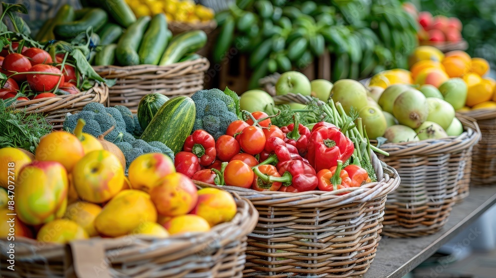 Natures Bounty A vibrant outdoor market comes alive with the colors and textures of fresh produce Overflowing baskets of vibrant fruits and vegetables promise healthy delights and the bounty of natu Natures Bounty A vibrant outdoor market comes alive with the colors and textures of fresh produce Overflowing baskets of vibrant fruits and vegetables promise healthy delights and the bounty of natu