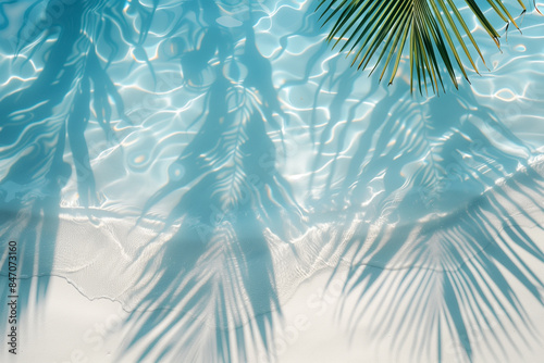 Nature's Beauty: Abstract Water Texture with Palm Leaves, Spa and Wellness Concept