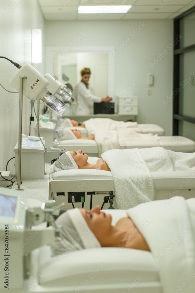 Professional Esthetics Clinic Interior with Modern Equipment for Microdermabrasion Treatments Professional Esthetics Clinic Interior with Modern Equipment for Microdermabrasion Treatments