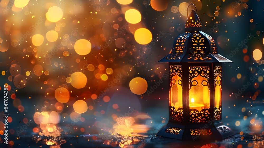 Islamic lanterns on festive blurred backdrop. Moroccan lanterns at night. Glittering party garlands. Ramadan kareem, Eid Mubarak. eid al adha. Islamic lanterns on festive blurred backdrop. Moroccan lanterns at night. Glittering party garlands. Ramadan kareem, Eid Mubarak. eid al adha.