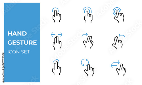 Hand gesture icon set 