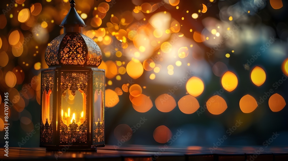 Islamic lanterns on festive blurred backdrop. Moroccan lanterns at night. Glittering party garlands. Ramadan kareem, Eid Mubarak. eid al adha. Islamic lanterns on festive blurred backdrop. Moroccan lanterns at night. Glittering party garlands. Ramadan kareem, Eid Mubarak. eid al adha.