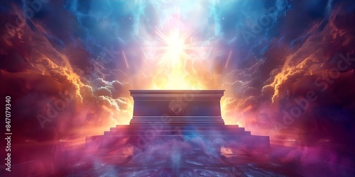 The Heavenly Light Illuminating God's Throne. Concept Religious Art, Divine Illumination, Celestial Glory
