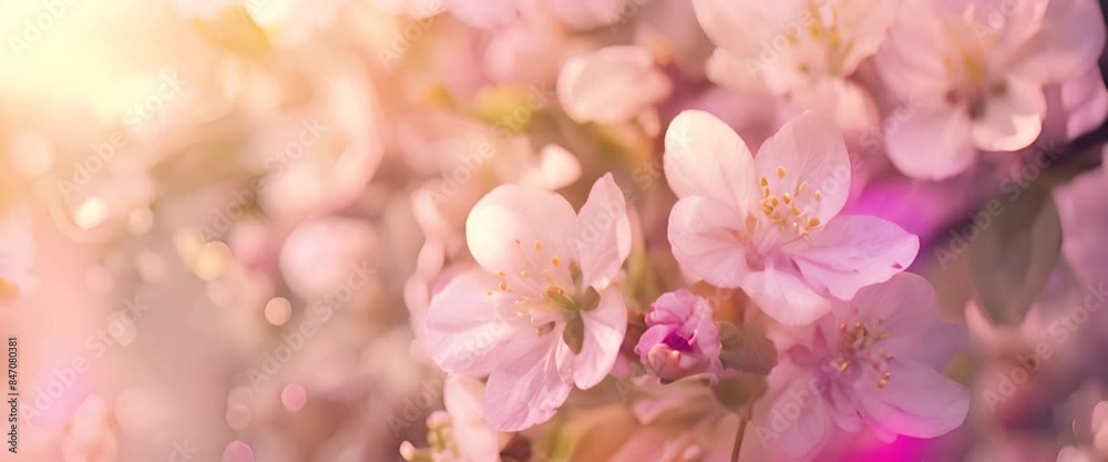 Spring flowers background in peach fuzz color. Blooming apple tree. springtime blossom freshness Spring flowers background in peach fuzz color. Blooming apple tree. springtime blossom freshness