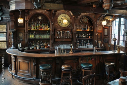 Empty bar is waiting for the bartenders and patrons to arrive
