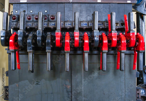Interlocking railroad train signal switching machine  photo