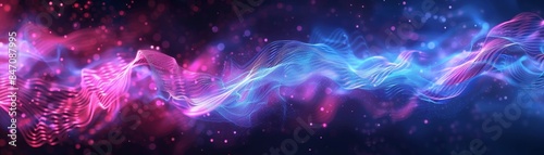 Abstract wave stream data: Speaking sound wave, Music sound wave, Dynamic light flow, blurred neon light effect, abstract background photo