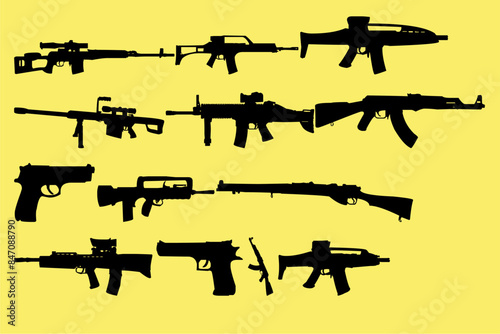 set of army weapons vector