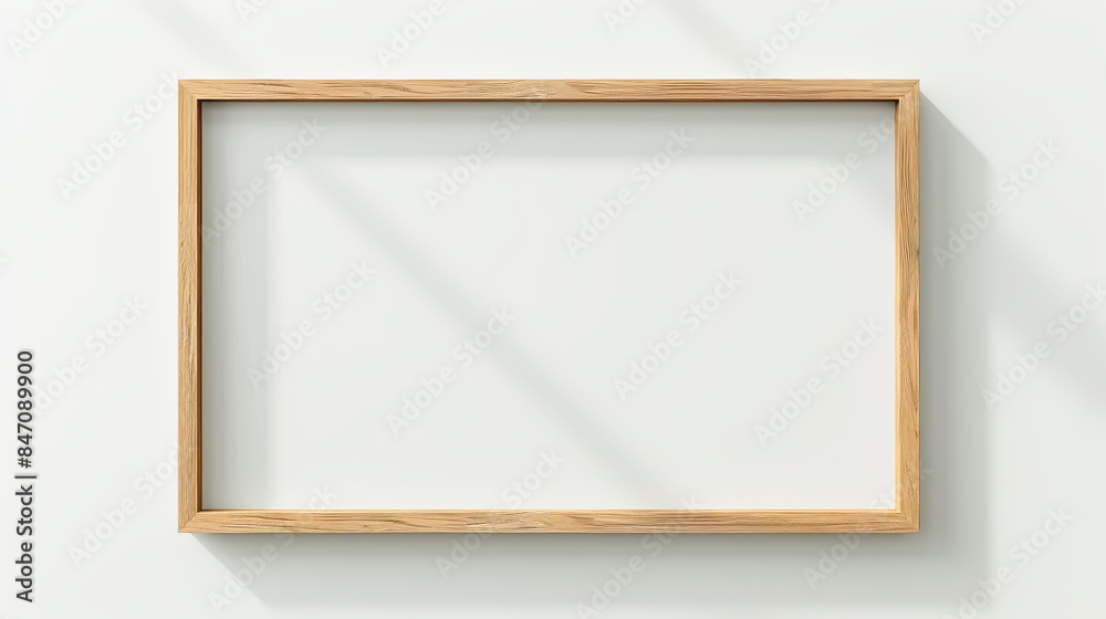 Mockup poster horizontal frame close up hang on the wall white color Mockup poster horizontal frame close up hang on the wall white color