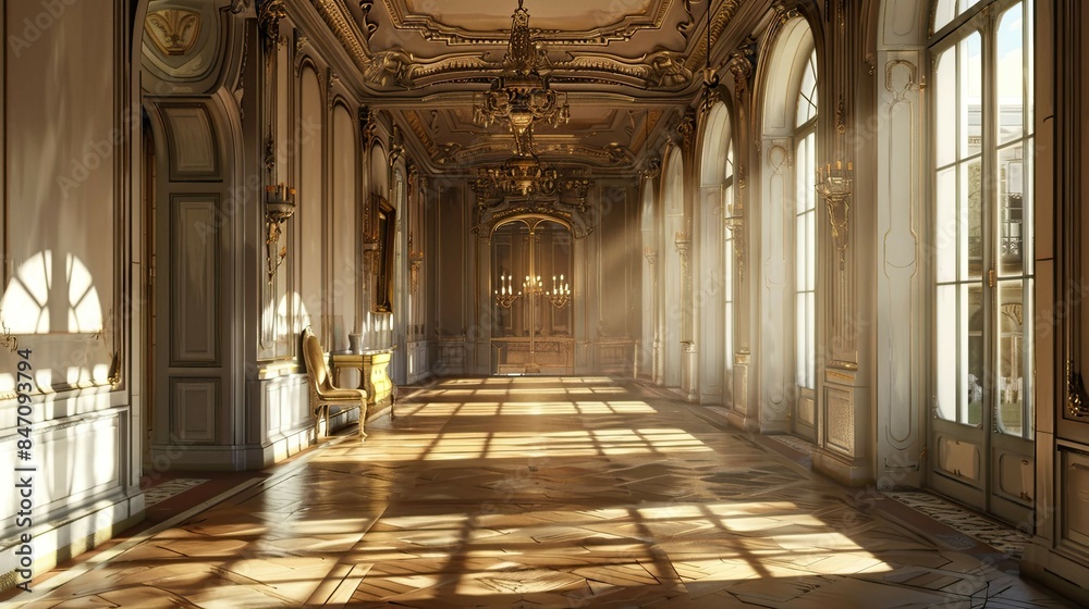 Obraz premium Rococo Salon Environment. AI generated art illustration.