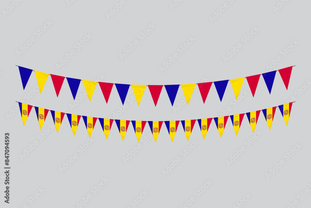 Obraz premium Flags isolated. Andorra paper bunting. flags birthday, anniversary, celebrate event.
